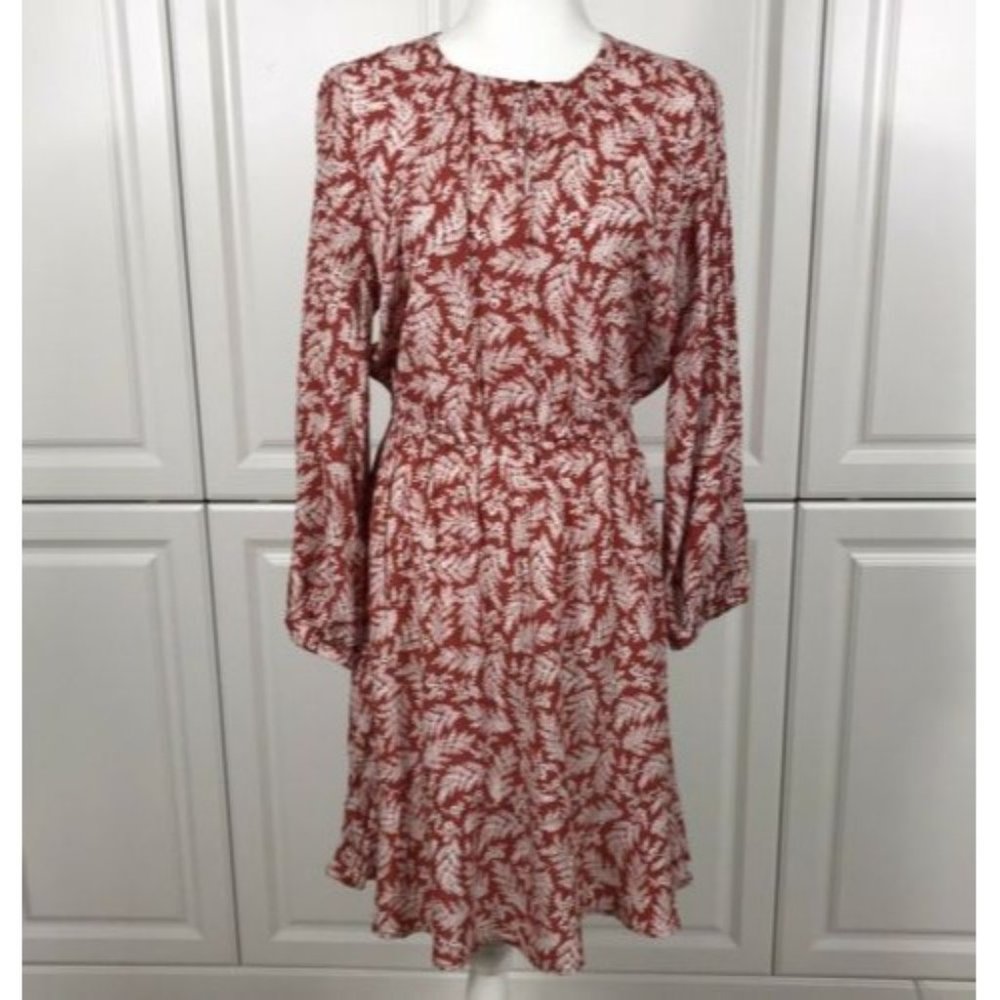 Old Navy Dress Size M Red Cream Floral Ruffled Hem Knee Length Prairie Boho Cute